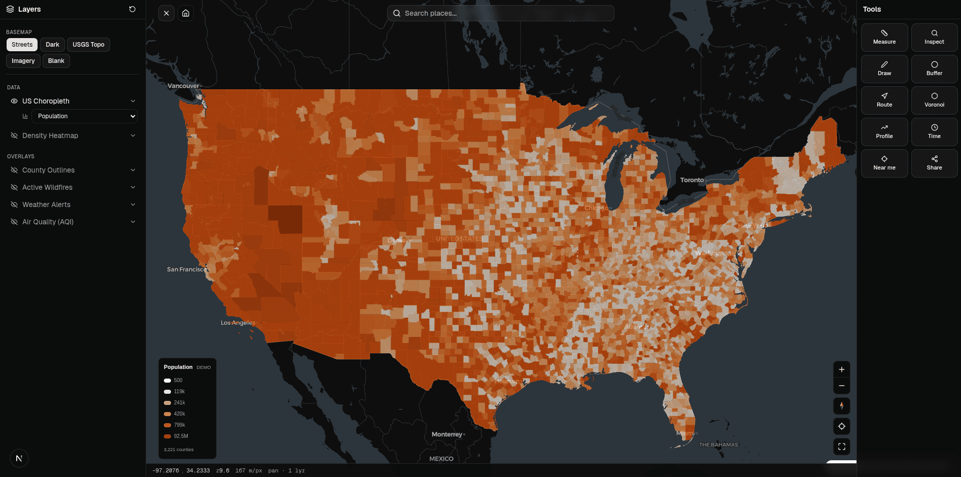 Ravenwood Maps product screenshot — self-hosted map dashboard